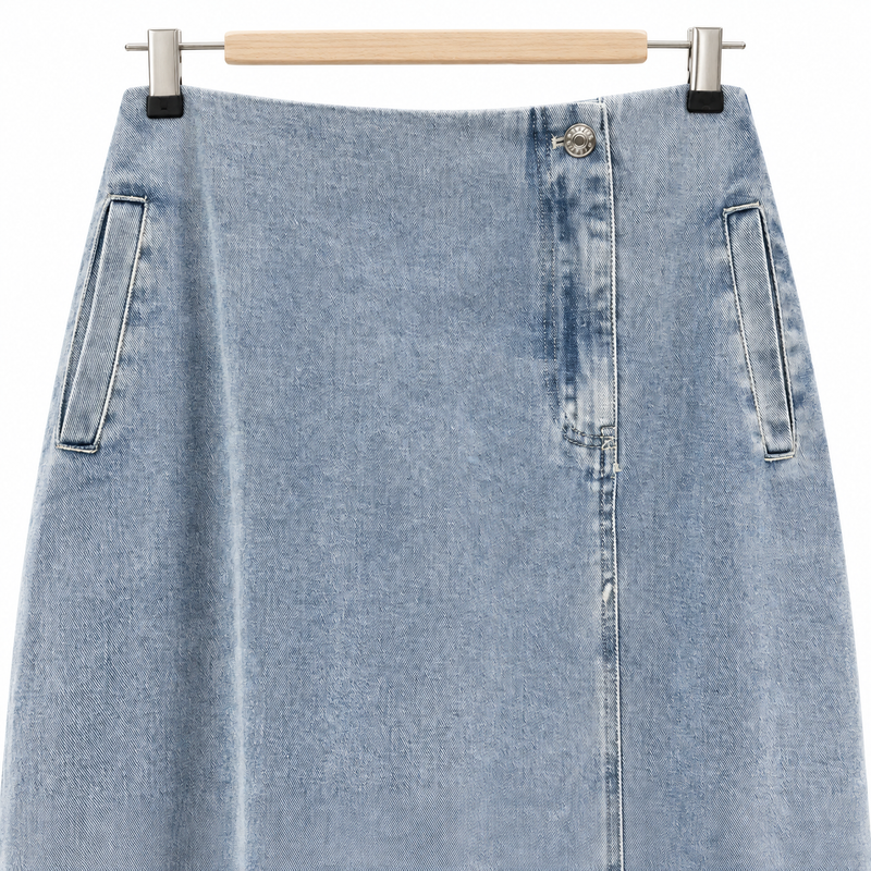 Jupe longue en jean asymétrique – Bleu clair