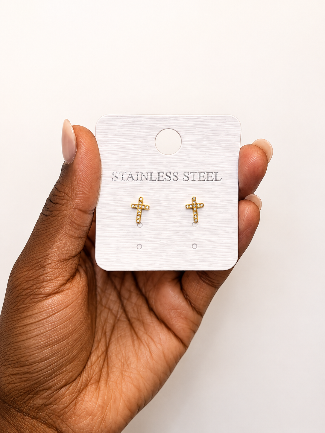 Boucles d’oreilles Croix dorées – Acier inoxydable