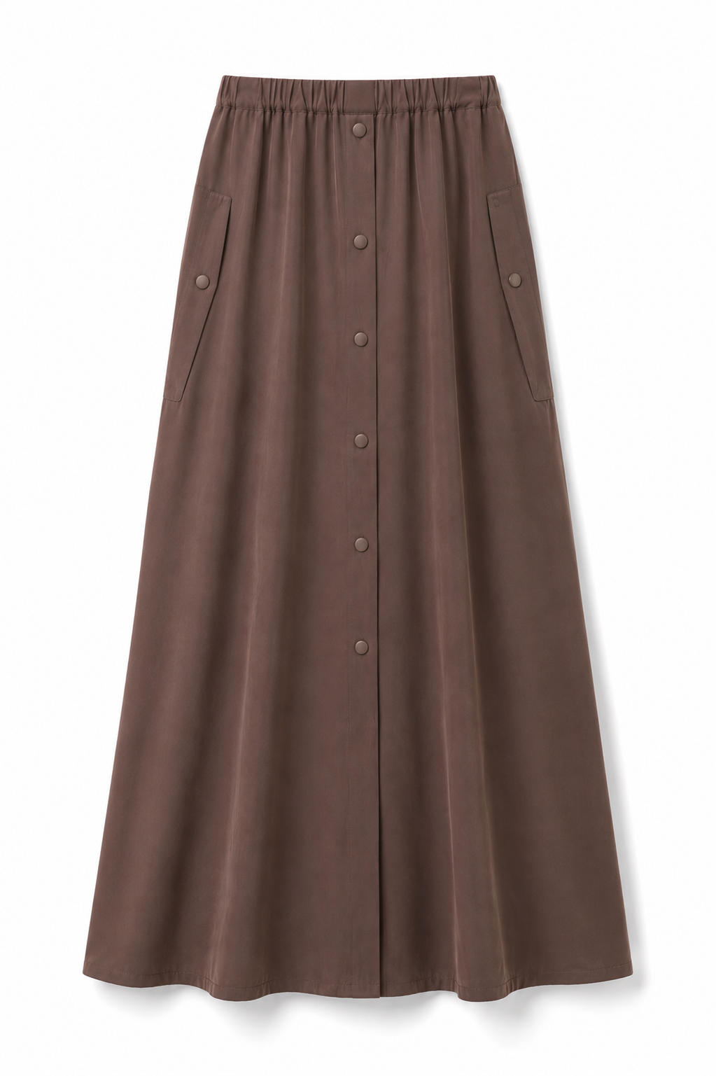 Ensemble 2 pièces marron – Veste zippée & Jupe longue boutonnée