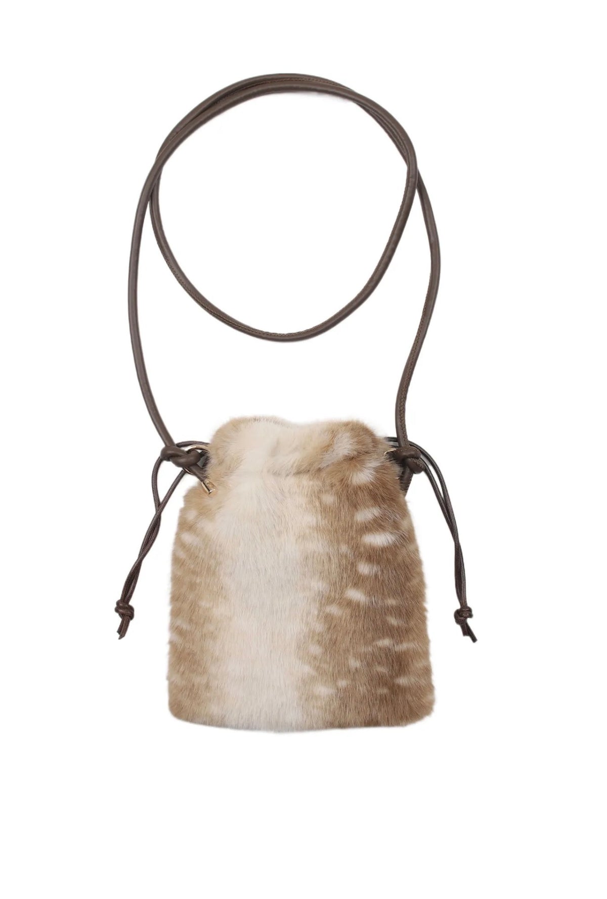 Sac seau effet fourrure beige et marron