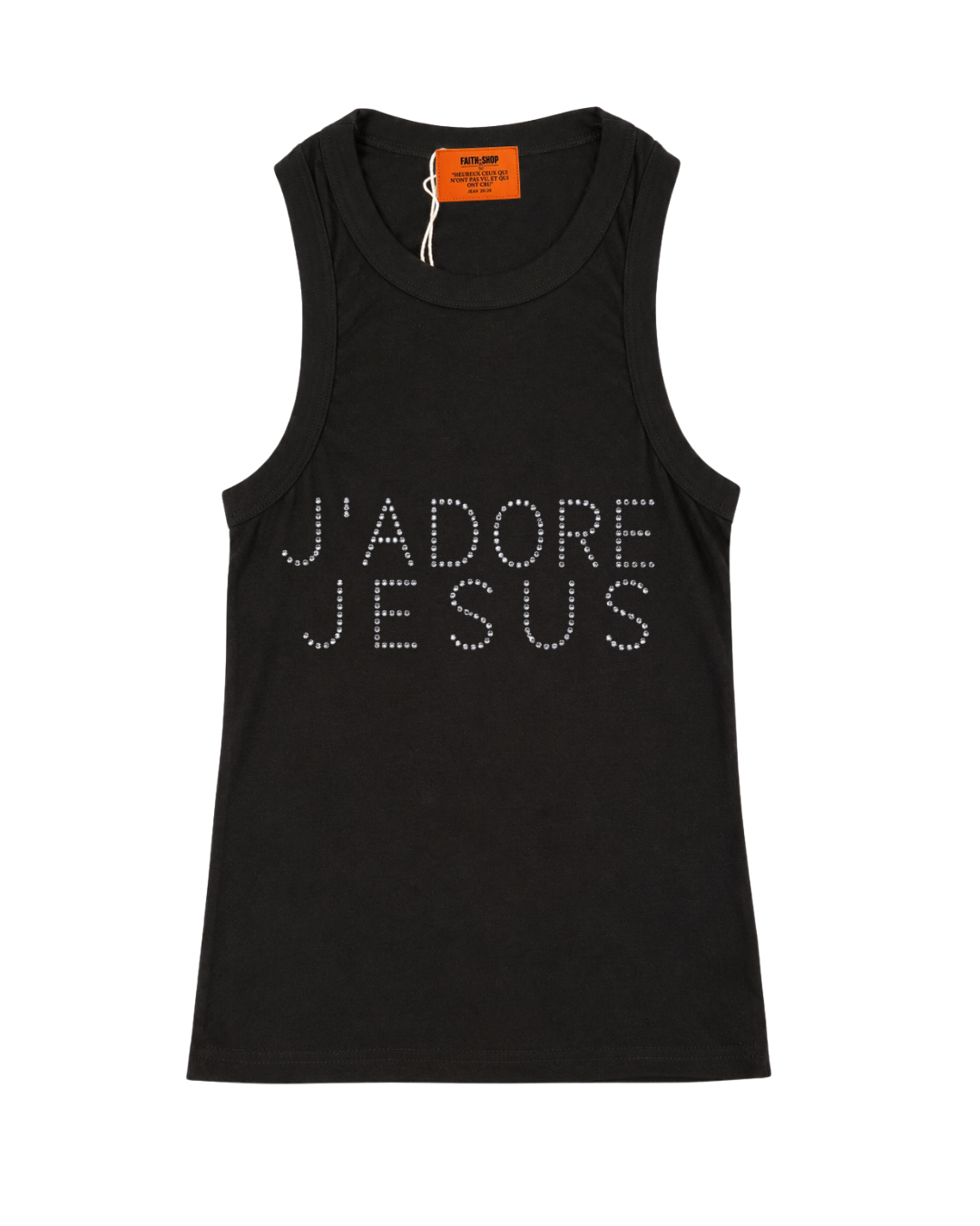 Débardeur femme « J’ADORE JESUS » – Strass
