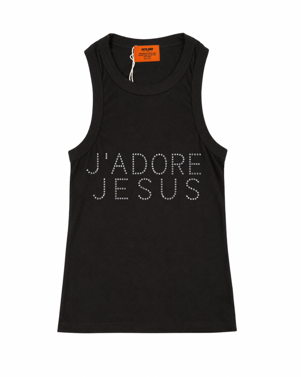 Débardeur femme « J’ADORE JESUS » – Strass