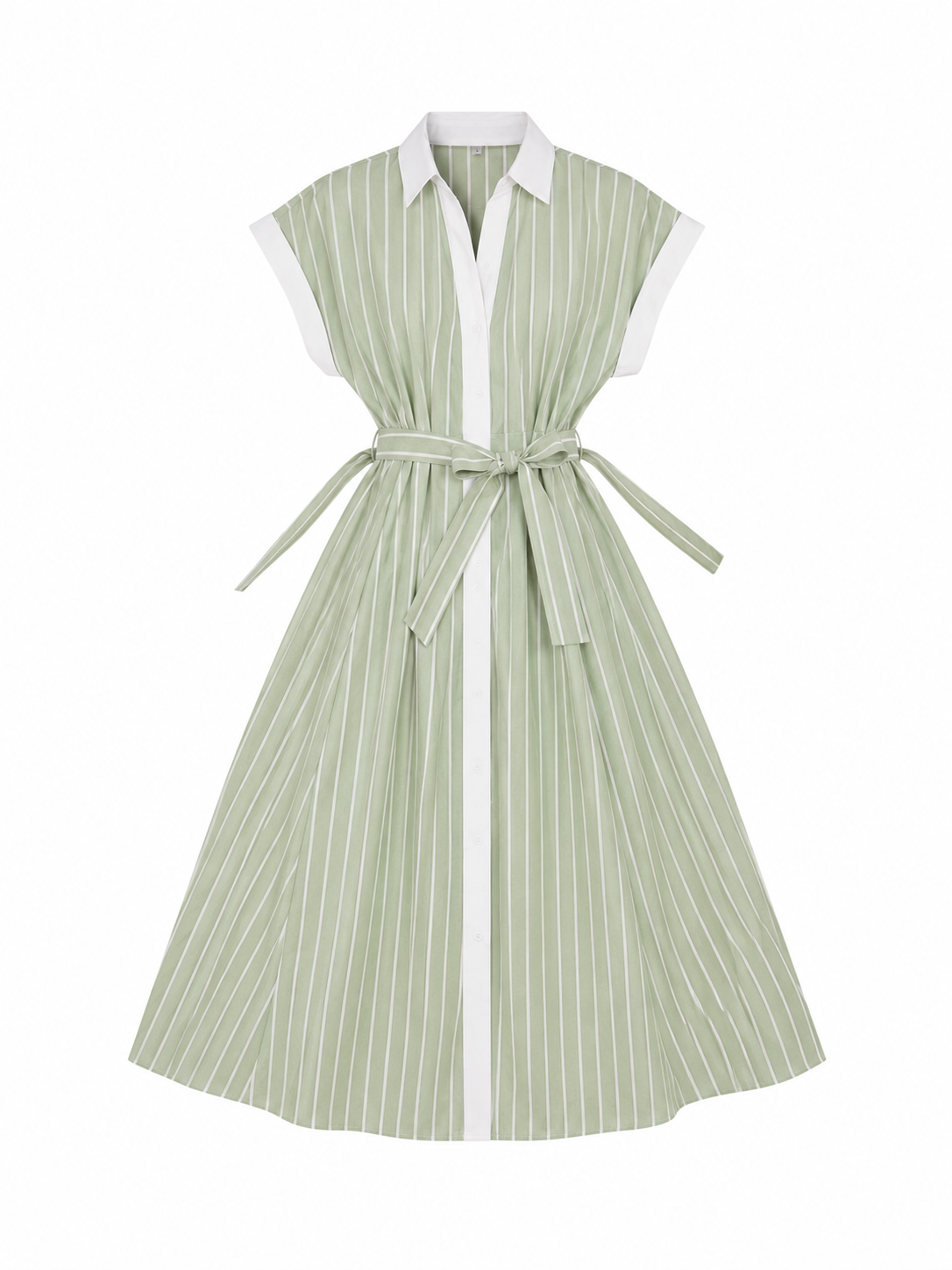 Robe Chemise Rayée Vert d’Eau – Faith Sélection