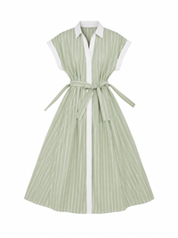 Robe Chemise Rayée Vert d’Eau – Faith Sélection