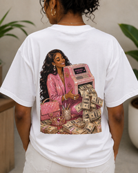 T-shirt Chrétien Femme « Abondance » – Faith Girl Blanc à Imprimé Rose