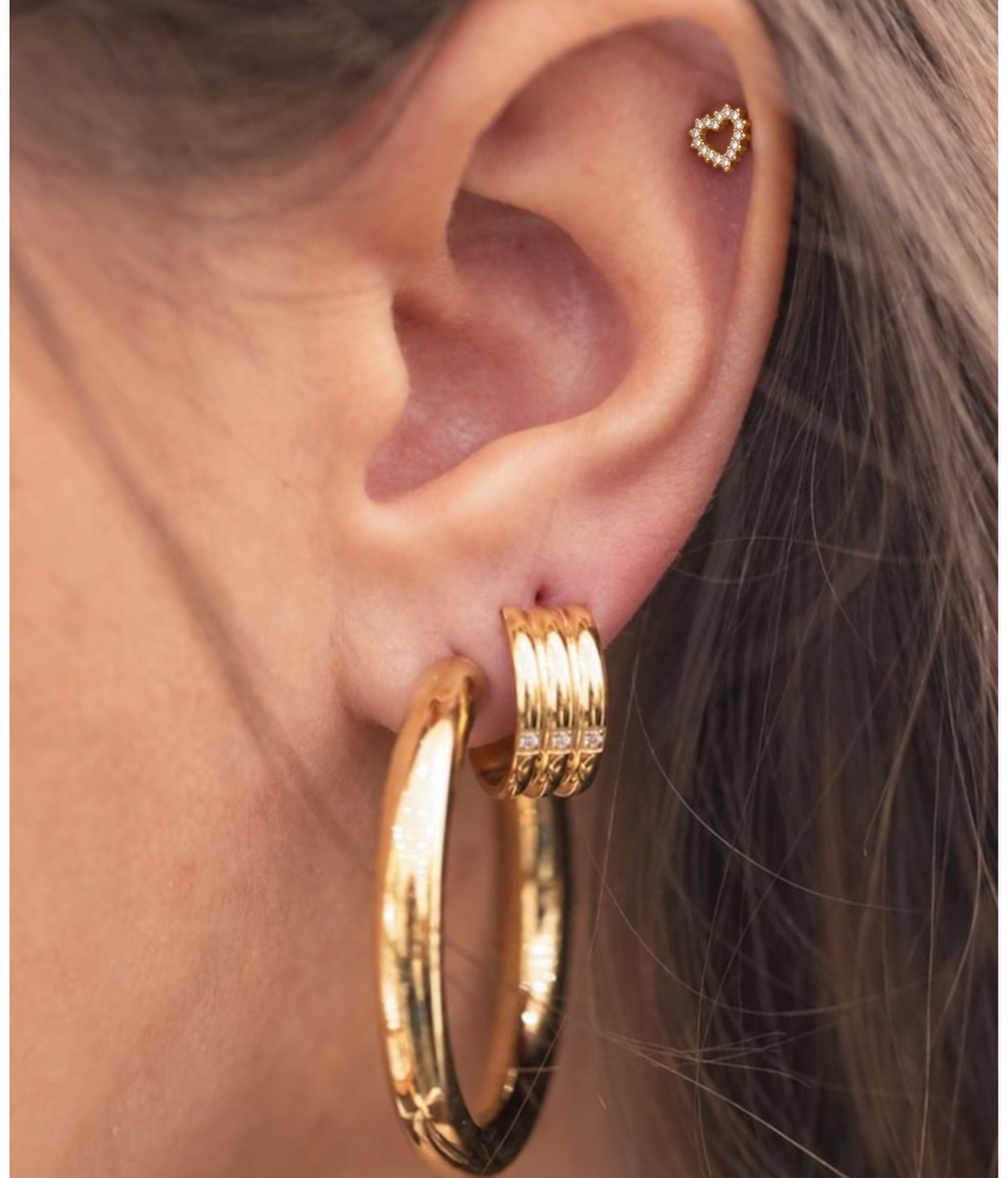Boucles d’oreilles Cœur Éternel - Dorées & Strass