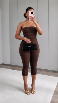 Ensemble Femme Capri & Top Bustier Chocolat – Faith Sélection