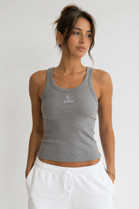 FAITH DESIGN - Débardeur femme Gris "Mains en prière"