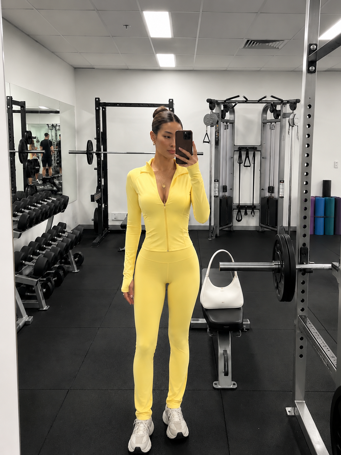 Ensemble Pilates Jaune Beurre – Veste Zippée & Legging