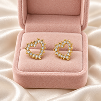 Boucles d’oreilles Cœur Éternel - Dorées & Strass