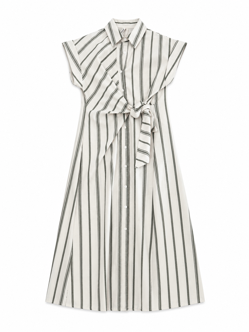 Robe Chemise Rayée Kaki – Faith Selection