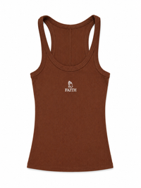 FAITH DESIGN - Débardeur femme marron chocolat   "Mains en prière"