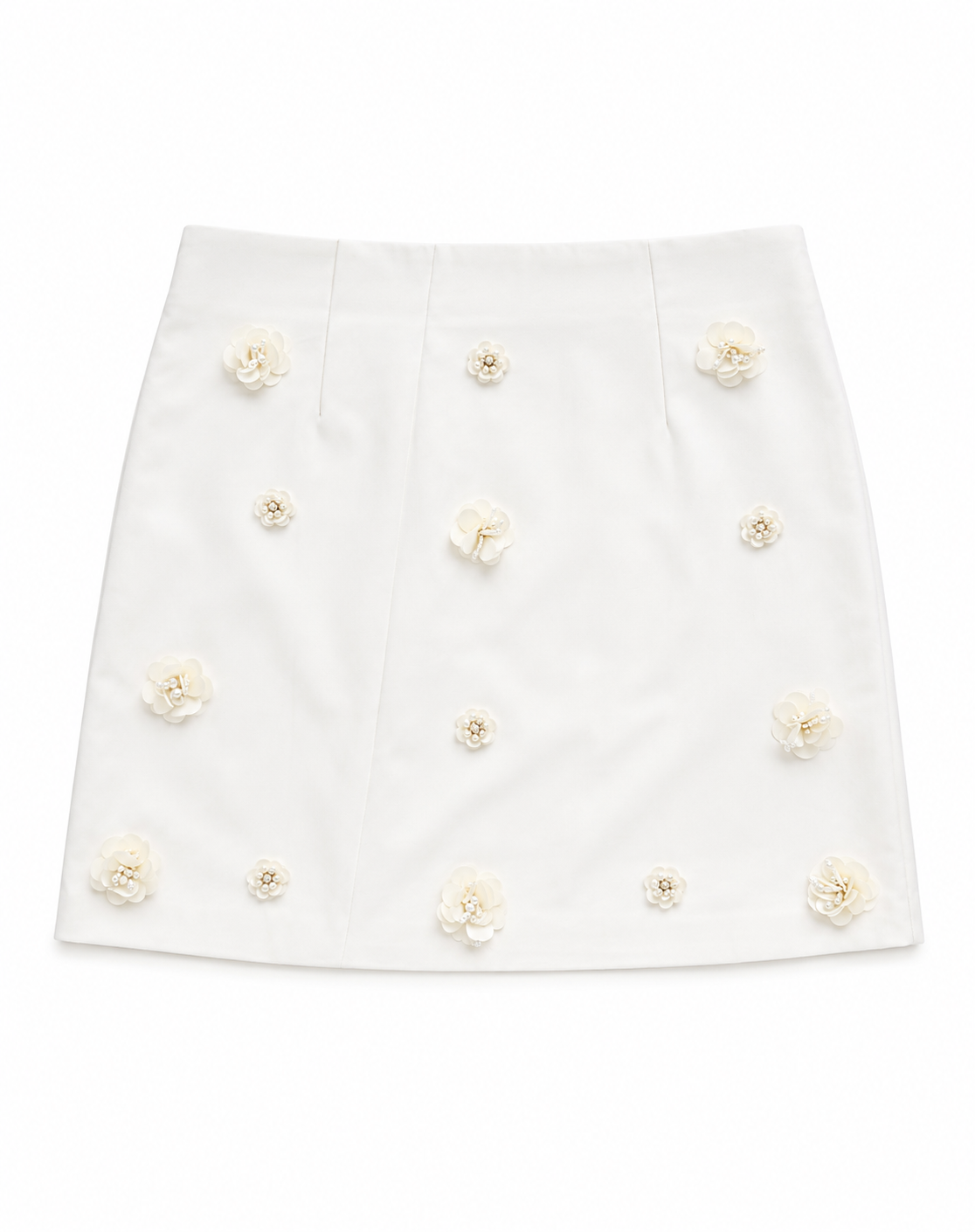 Jupe Courte Fleurie 3D – Blanc Cassé Faith Sélection