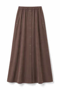 Ensemble 2 pièces marron – Veste zippée & Jupe longue boutonnée