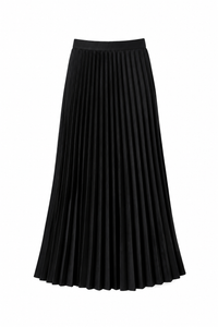 Ensemble Élégance Noire – Veste Ceinturée & Jupe Longue Plissée