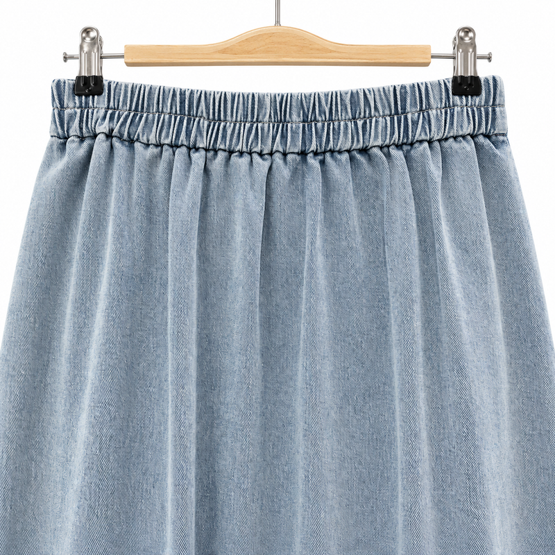 Jupe longue en jean asymétrique – Bleu clair