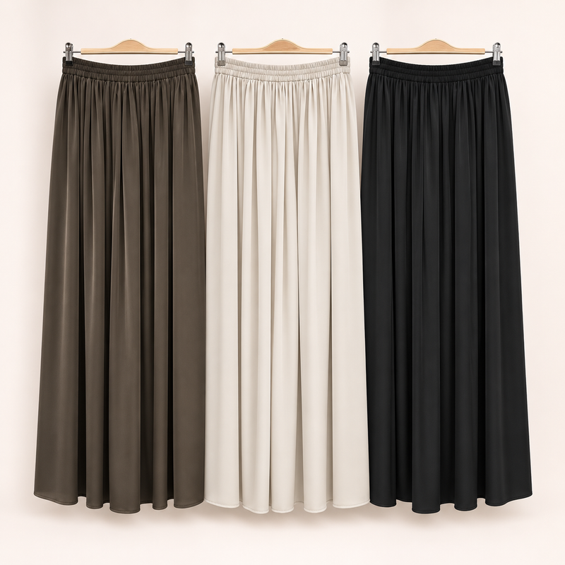 Jupe longue fluide à taille élastiquée