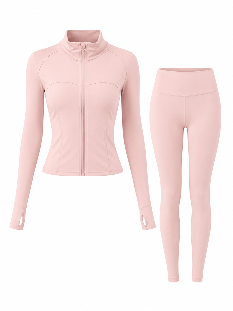 Titre Ensemble Pilates rose - Veste Zippée & Legging