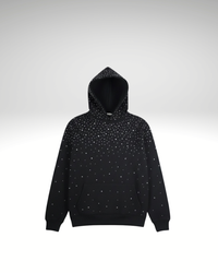 FAITH DESIGN - Sweat à capuche noir homme strass  "l'étoile brillante du matin"