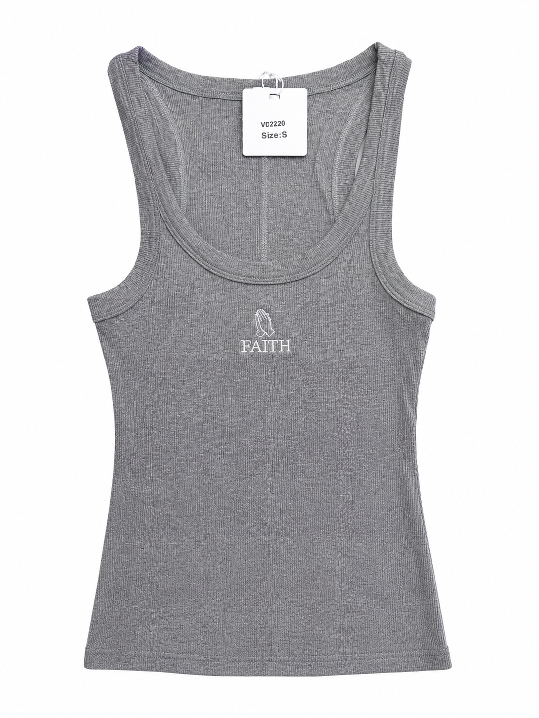 FAITH DESIGN - Débardeur femme Gris "Mains en prière"