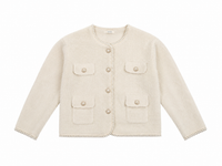 Veste bouclette écrue à perles - Faith-sélection