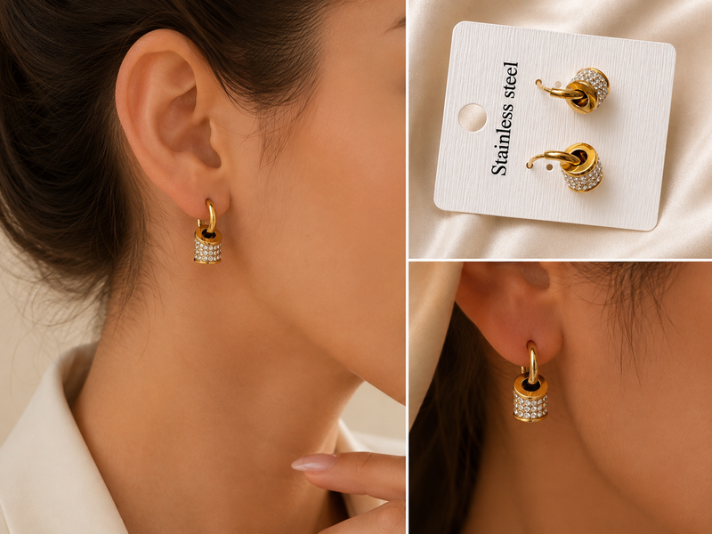 Boucles d’oreilles Éclat – Dorées & Strass