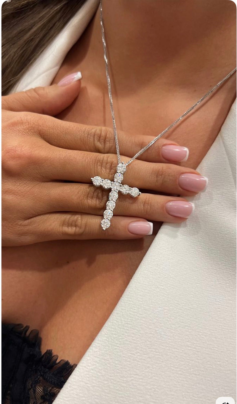 Collier Croix Jésus – Cristaux Multicolores Dorés