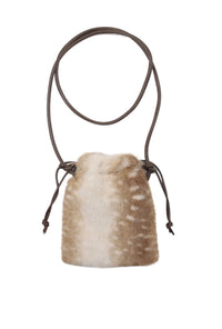 Sac seau effet fourrure beige et marron