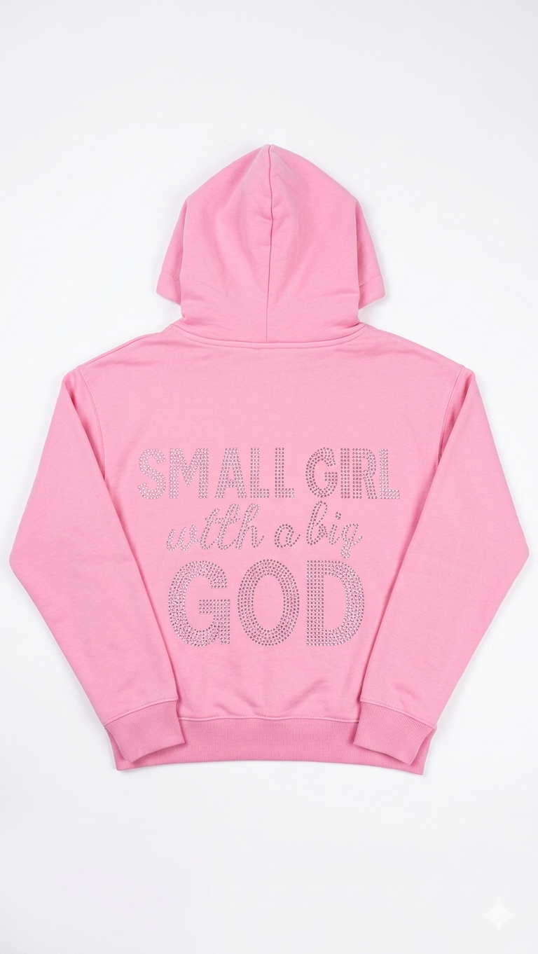 FAITH DESIGN - Sweat Zippé rose femme "Small Girl with a Big God"