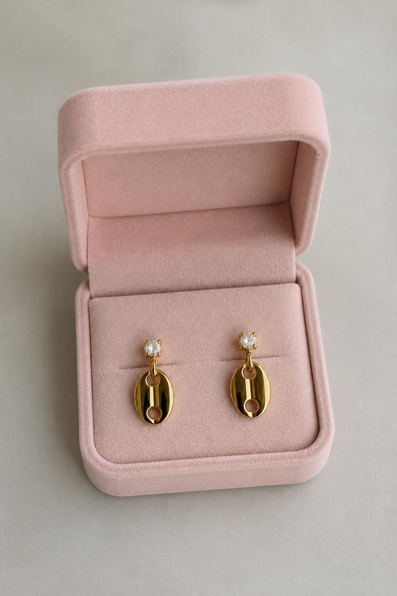 Boucles d’oreilles pendantes dorées en acier inoxydable