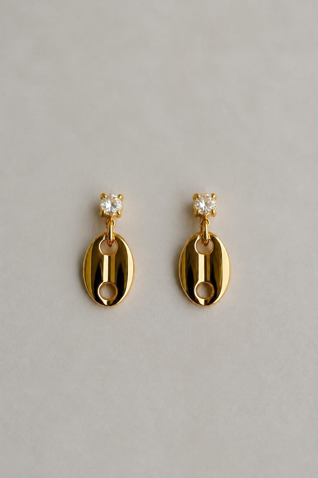 Boucles d’oreilles pendantes dorées en acier inoxydable