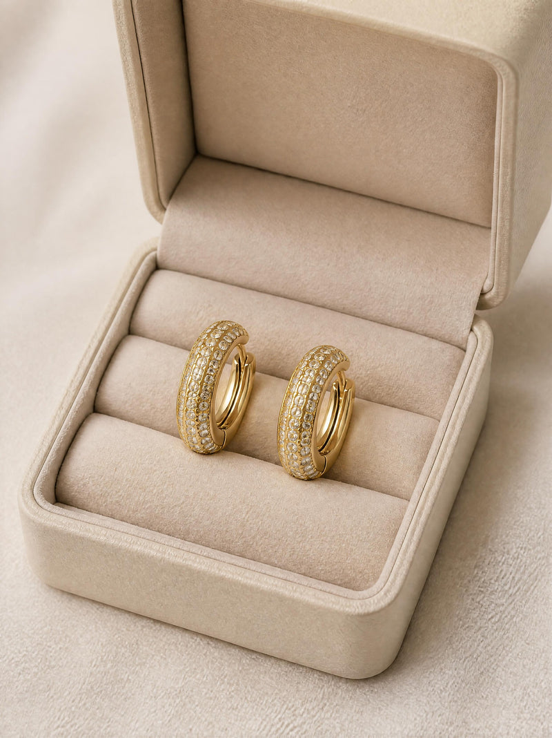 Créoles dorées scintillantes en acier inoxydable